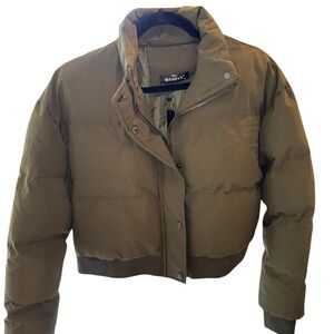 ALEGRA K Crop Military Green Box Puffer Jacket - NWT